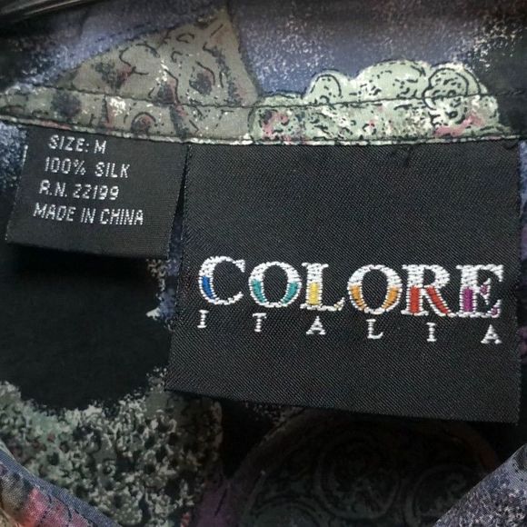Colore Italia 100% Silk Short Sleeve Button Up Shirt, Men's, Size Medium - Picture 3 of 4